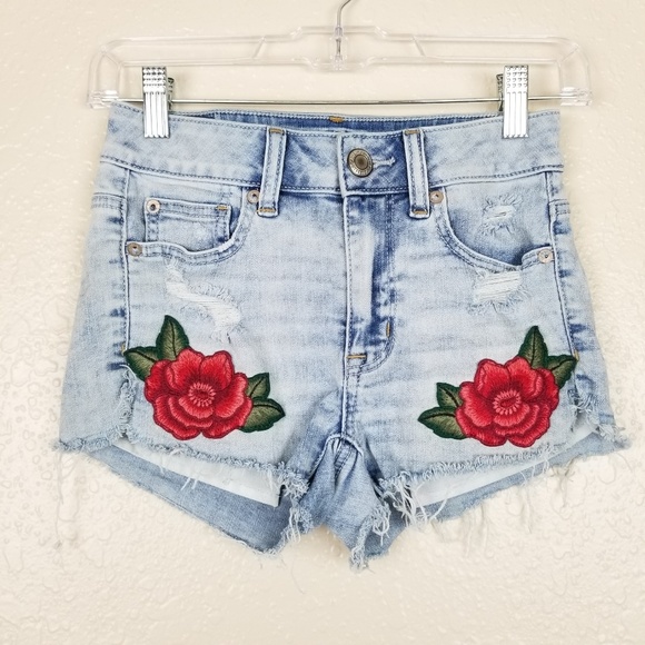 American Eagle Outfitters Pants - American Eagle Embroidered Hi-Rise Shortie 00